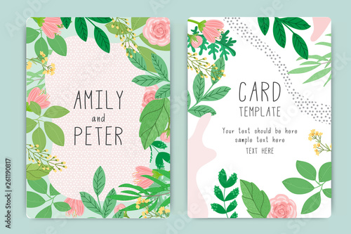 Wedding Invitation, floral invite thank you, rsvp modern card Design in white rose with red berry and leaf greenery  branches decorative Vector elegant rustic template