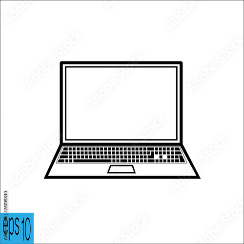 Laptop icon , thin line icon - vector illustration