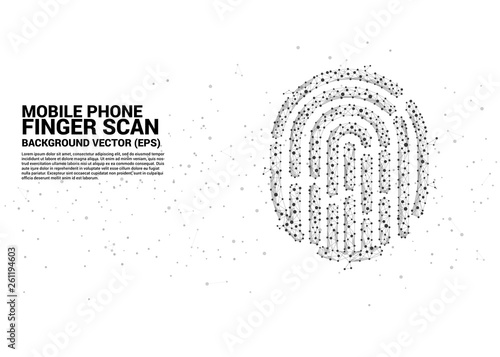 vector thumbprint icon from dot connect line polygon. background concept for finger scan technology and privacy access.