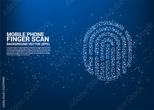 vector thumbprint icon from dot connect line polygon. background concept for finger scan technology and privacy access.