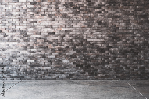 Dark room stone brick wall texture background.