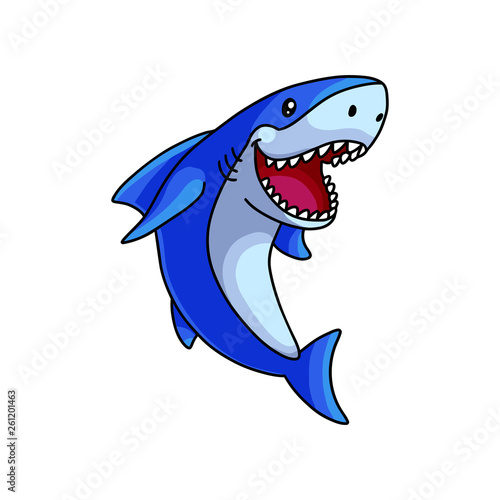 Cute open mouth white blue ocean shark