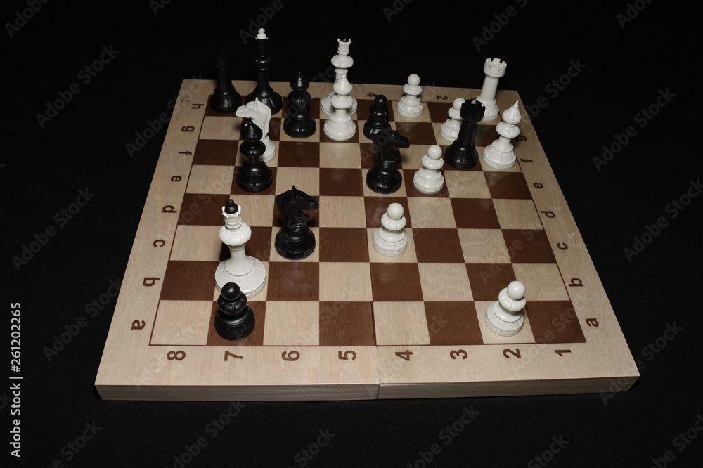 Chechered board with white pawns as a strategy theme Chechered board with white pawns as a strategy theme