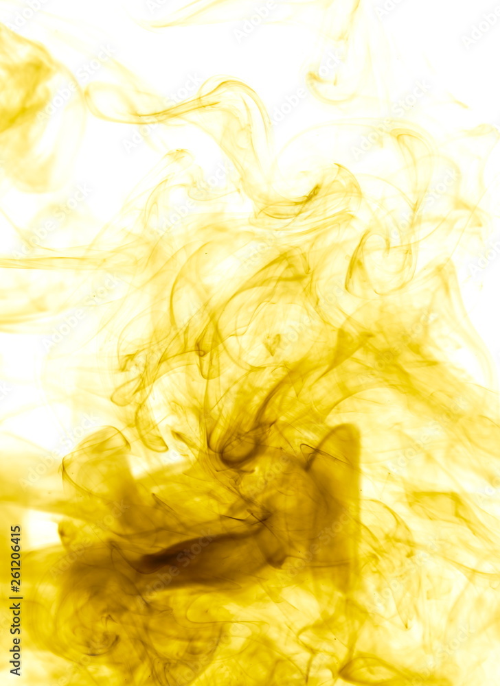 Yellow smoke on white background Yellow smoke on white background