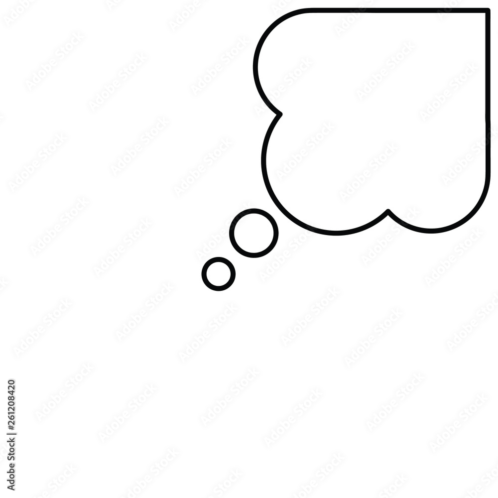 Thoughts bubble. Upper right corner,linear icon. Speech window. Dialogue frame for comics Thoughts bubble. Upper right corner,linear icon. Speech window. Dialogue frame for comics