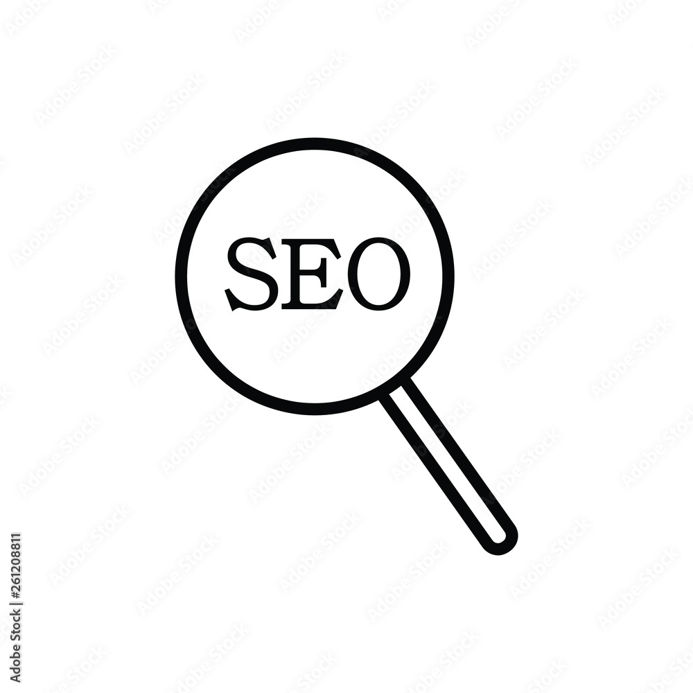 Magnifying glass looking for a SEO isolated web icon Magnifying glass looking for a SEO isolated web icon