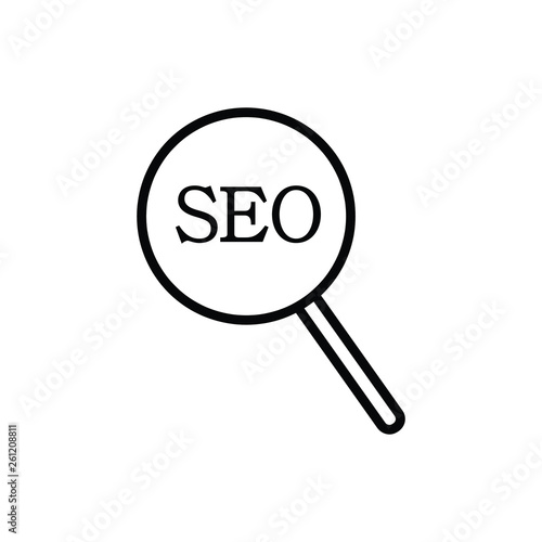 Magnifying glass looking for a SEO isolated web icon