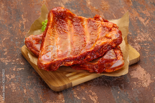Raw marinated pork ribs