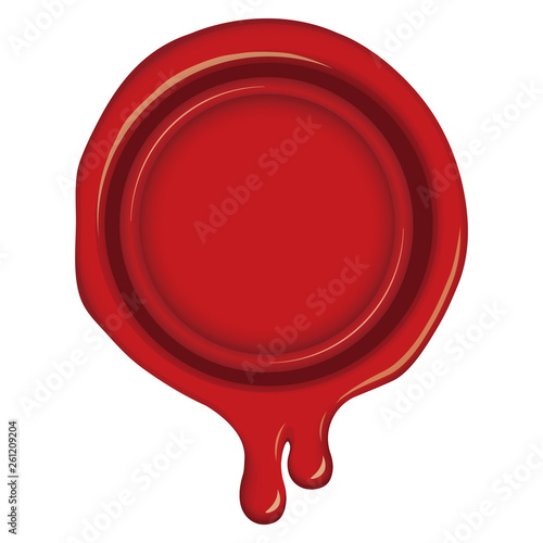 Sealing wax ,stamp illustration / dripping, melting (red) 