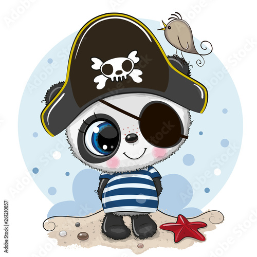Cute cartoon Panda in a pirate hat
