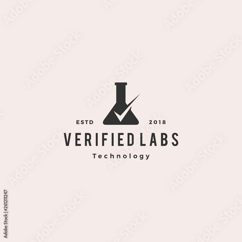 lab check verified logo vector icon illustration