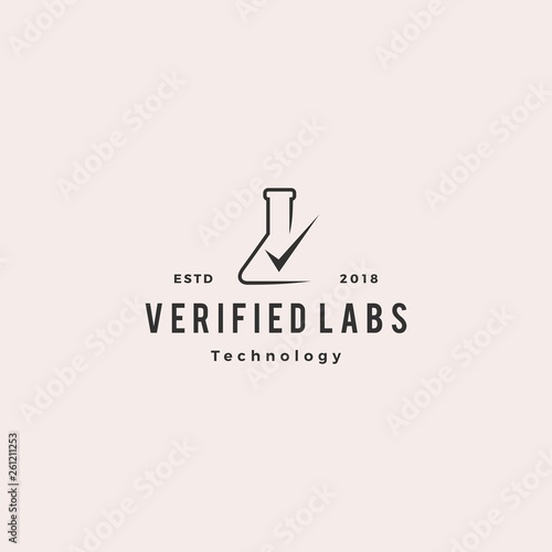 lab check verified logo vector icon illustration