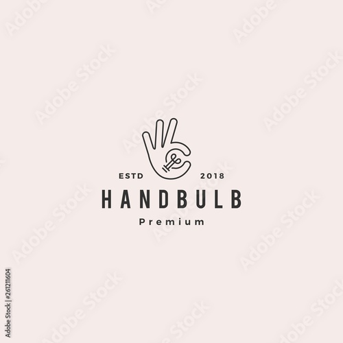ok hand gesture bulb idea logo vector icon illustration