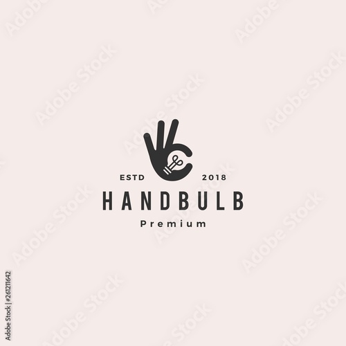 ok hand gesture bulb idea logo vector icon illustration