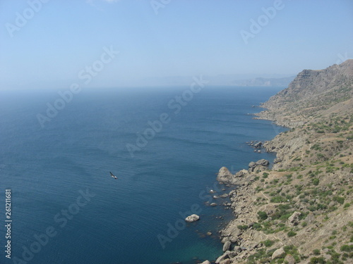 Rocks and mountains against the sea on the peninsula of Crimea.
