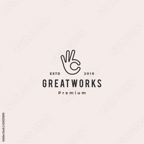 ok hand gesture icon logo vector line outline monoline illustration