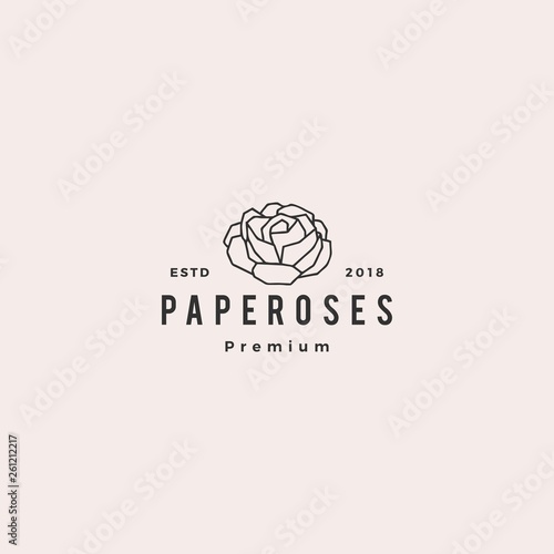 geometric paper flower rose logo vector icon illustration line outline monoline