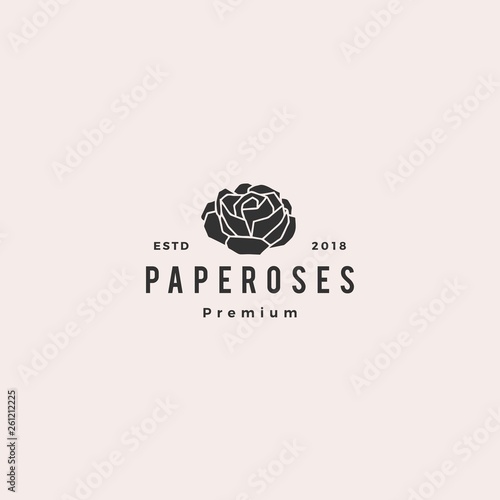 geometric paper flower rose logo vector icon illustration line outline monoline