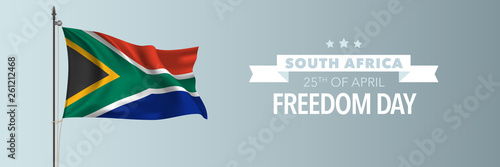 South Africa happy freedom day greeting card, banner vector illustration