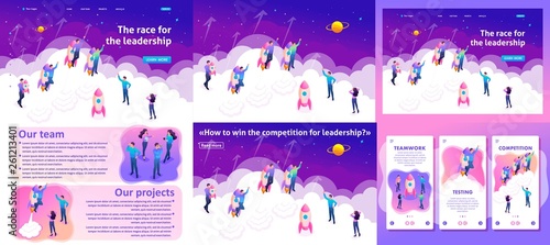 Concept Young Entrepreneurs Compete for Leadership