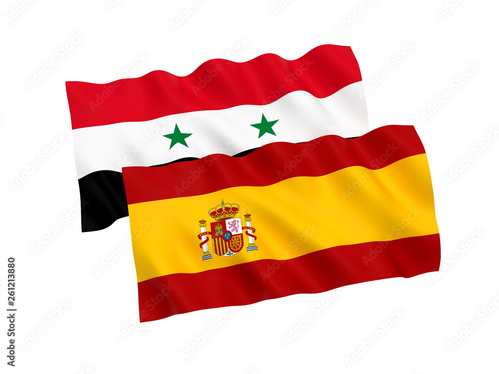 Flags of Spain and Syria on a white background Flags of Spain and Syria on a white background