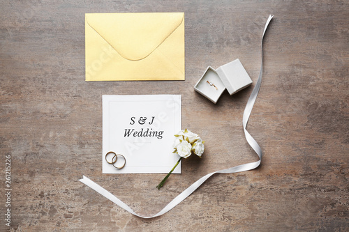Wedding invitation on grey ...