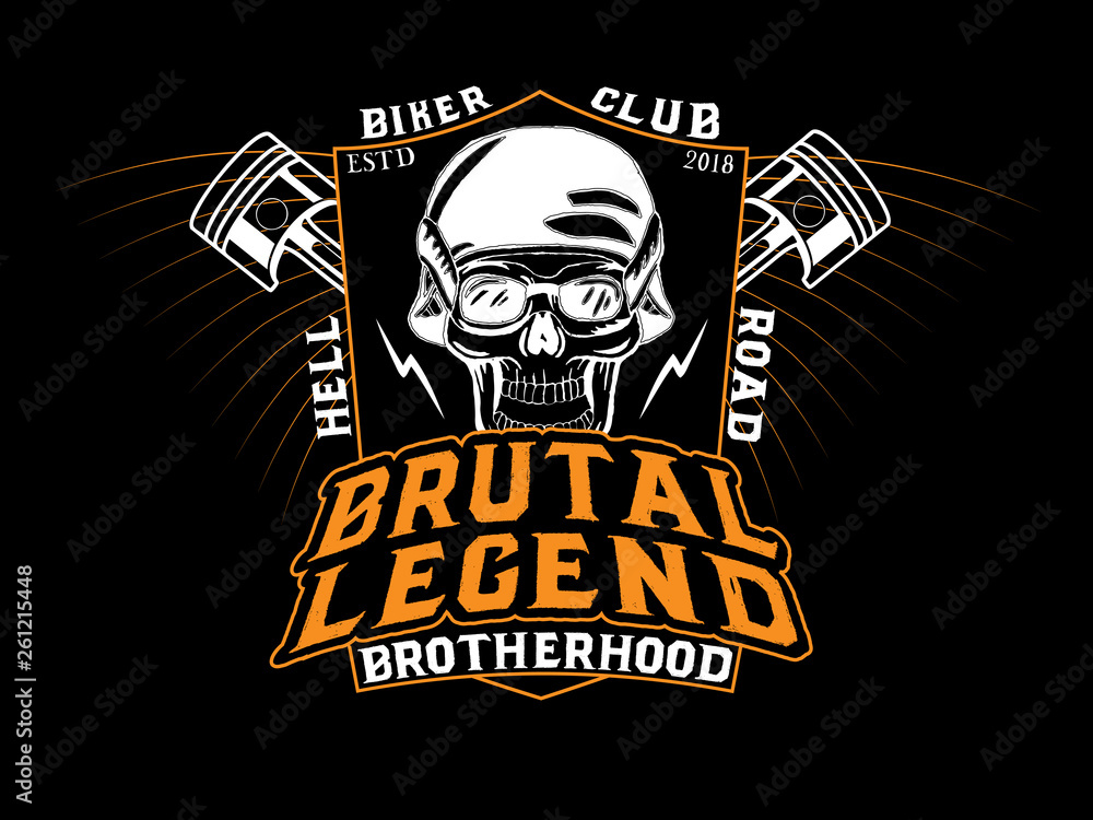 Brutal Legend. New Brutal serif font for your brutal design print on clothing, poster, etc. Handmade typeface. Black and orange biker style.