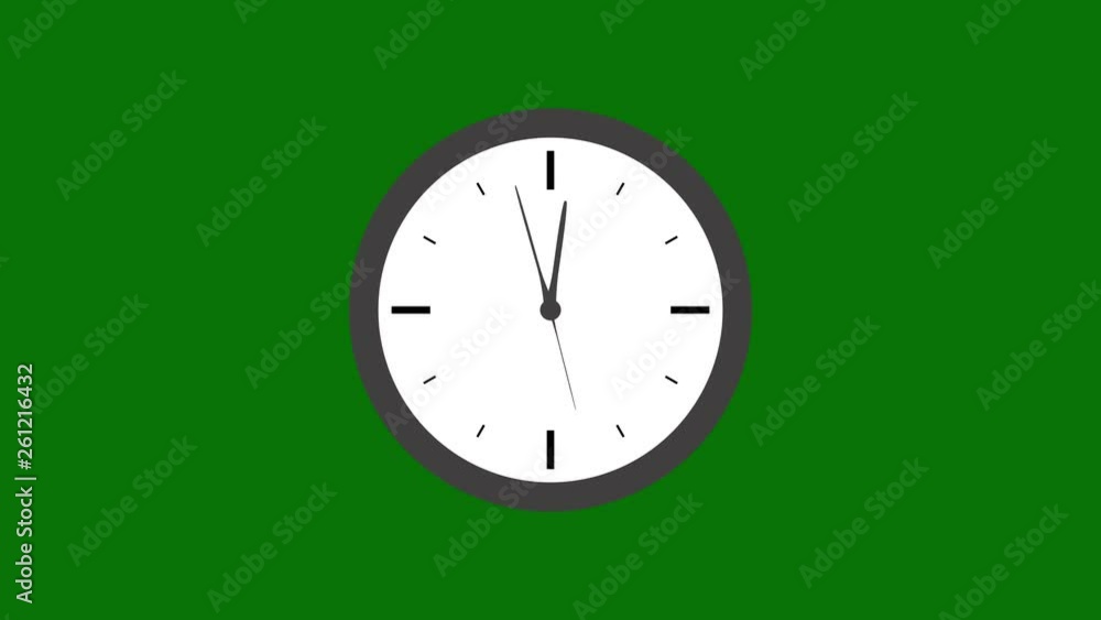 Simple clock face illustration with hands moving at medium speed set on green screen background. Simple clock face illustration with hands moving at medium speed set on green screen background.