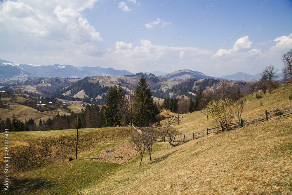 Sunny landscape in wild mountains