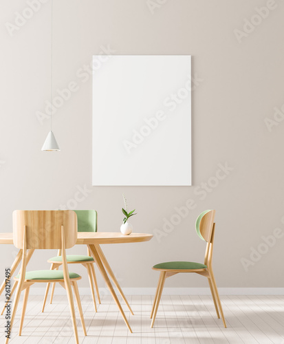 Fototapeta Naklejka Na Ścianę i Meble -  Mock up poster frame in Scandinavian style dining room.