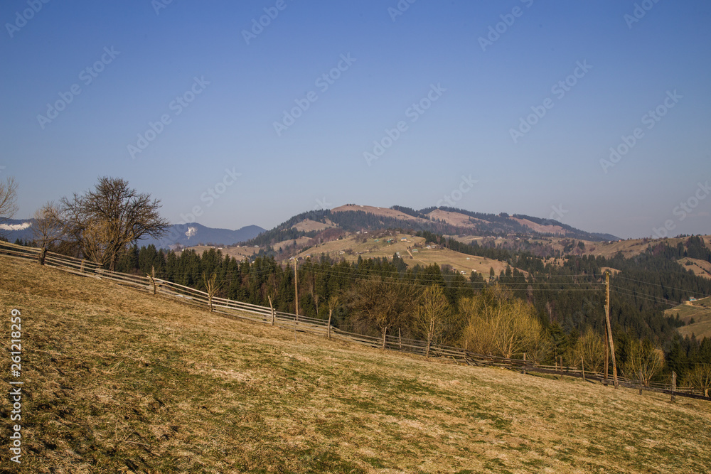 Sunny landscape in wild mountains
