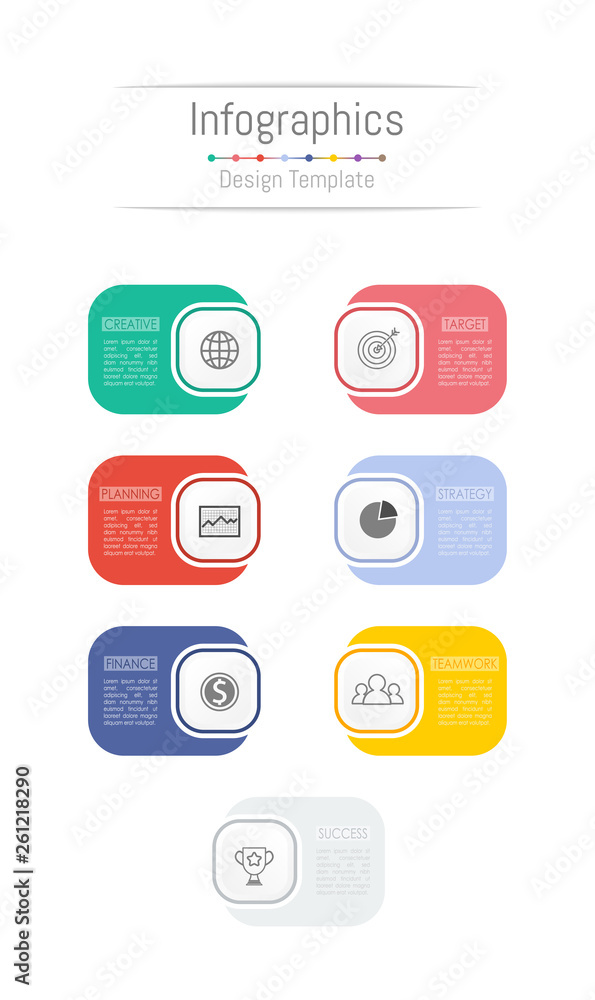 Infographic design elements for your business data with 7 options, parts, steps, timelines or processes. Vector Illustration. Infographic design elements for your business data with 7 options, parts, steps, timelines or processes. Vector Illustration.