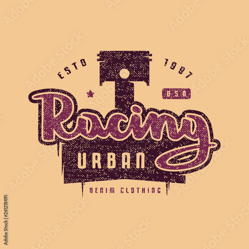 Urban racing emblem for t-shirt
