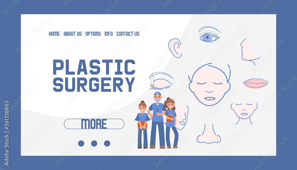 Plastic surgery banner web design vector illustration. Face and body correction. Doctor consultation. Breast augmentation, liposuction, face and body cosmetology. beauty health procedure. Plastic surgery banner web design vector illustration. Face and body correction. Doctor consultation. Breast augmentation, liposuction, face and body cosmetology. beauty health procedure.