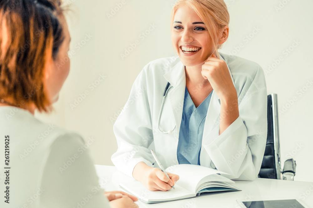 Female patient visits woman doctor or gynecologist during gynaecology ...