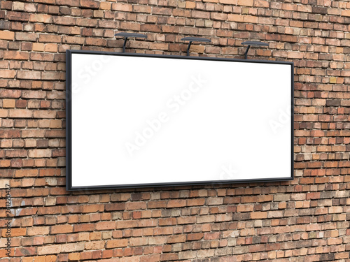 Wallpaper Mural 3D rendering of blank billboard (empty advertisement) on brick wall. Empty mockup template Torontodigital.ca