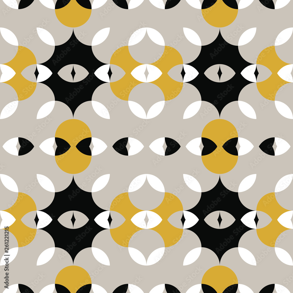 Fototapeta premium Abstract floral geometric seamless pattern . Kaleidoscopic, multicolored shapes.