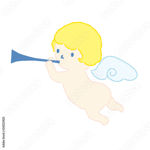 ラッパを吹く天使　イラスト