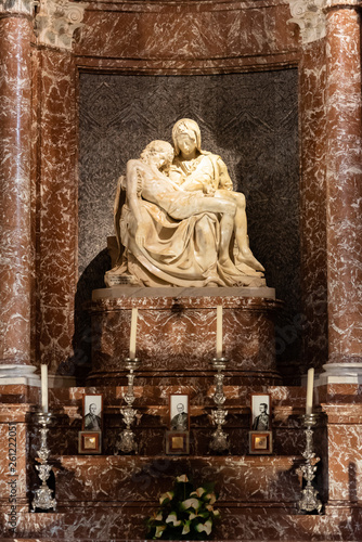 Marble statue of Mary holding dead Jesus