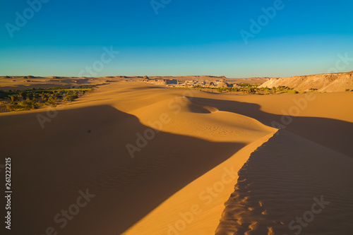 Panoramic view to Daleyala and Boukkou lake group of Ounianga Serir lakes at the Ennedi, Chad photo