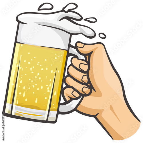 ビールジョッキを持つ手