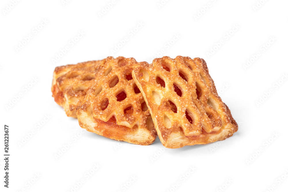 Puff pastry with apple isolated on white background. Puff pastry with apple isolated on white background.