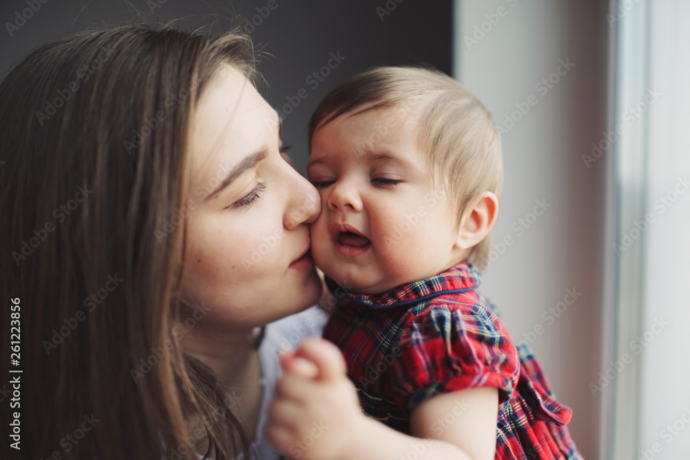 portrait of happy young mother with daughter portrait of happy young mother with daughter