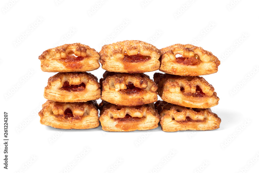 Puff pastry with apple isolated on white background. Puff pastry with apple isolated on white background.