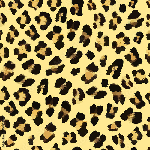Leopard seamless pattern on yellow background. Exotic wild animal spots. Skin of Cheetah, leopard. Fashionable, elegant, rich Animal abstract texture. print background, fabric. vector illustration.