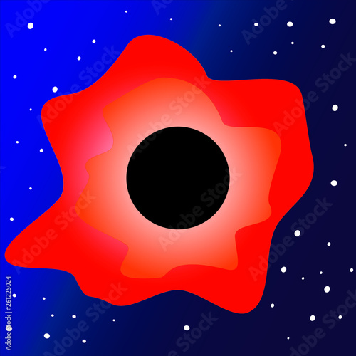 Vector illustration of Blackhole colorfull. with stars. first ever realistic view