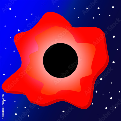 Vector illustration of Blackhole colorfull. with stars. first ever realistic view