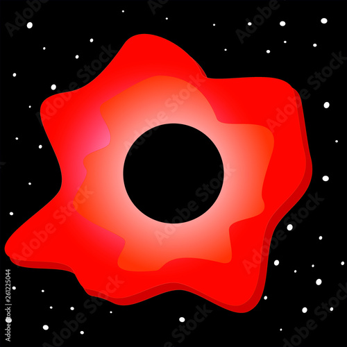 Vector illustration of Blackhole colorfull. with stars. first ever realistic view