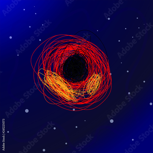 Vector illustration of Blackhole colorfull. with stars. first ever realistic view