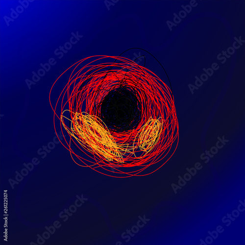 Vector illustration of Blackhole colorfull. with stars. first ever realistic view